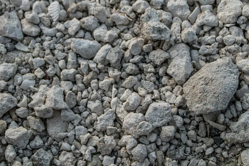 Close-up of crushed concrete aggregate